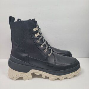 Sorel Brex Lace Up Women's Black Leather Boots NL4305-010 US Size 9 NWT